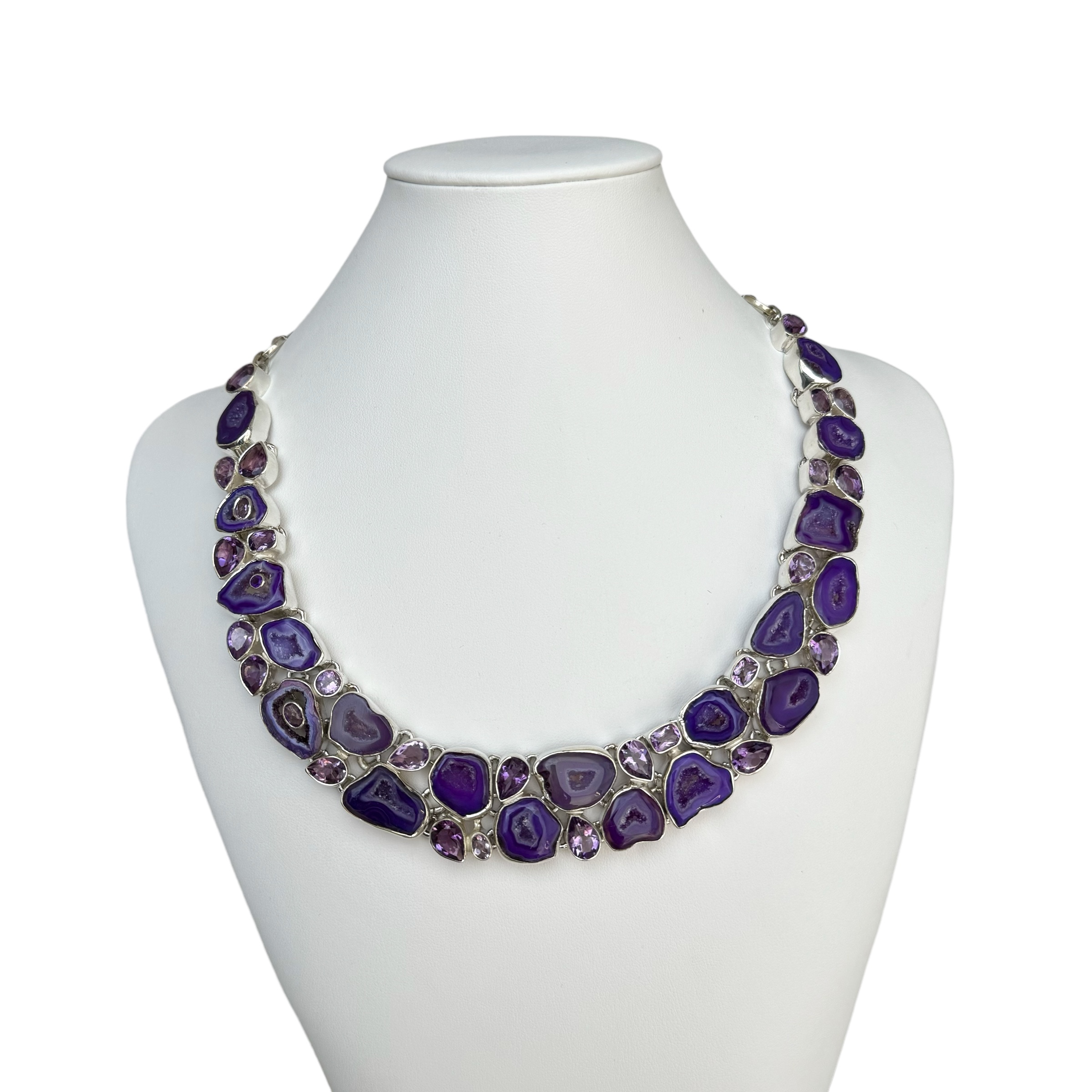 Agate and Amethyst Necklace – Sterling Silver