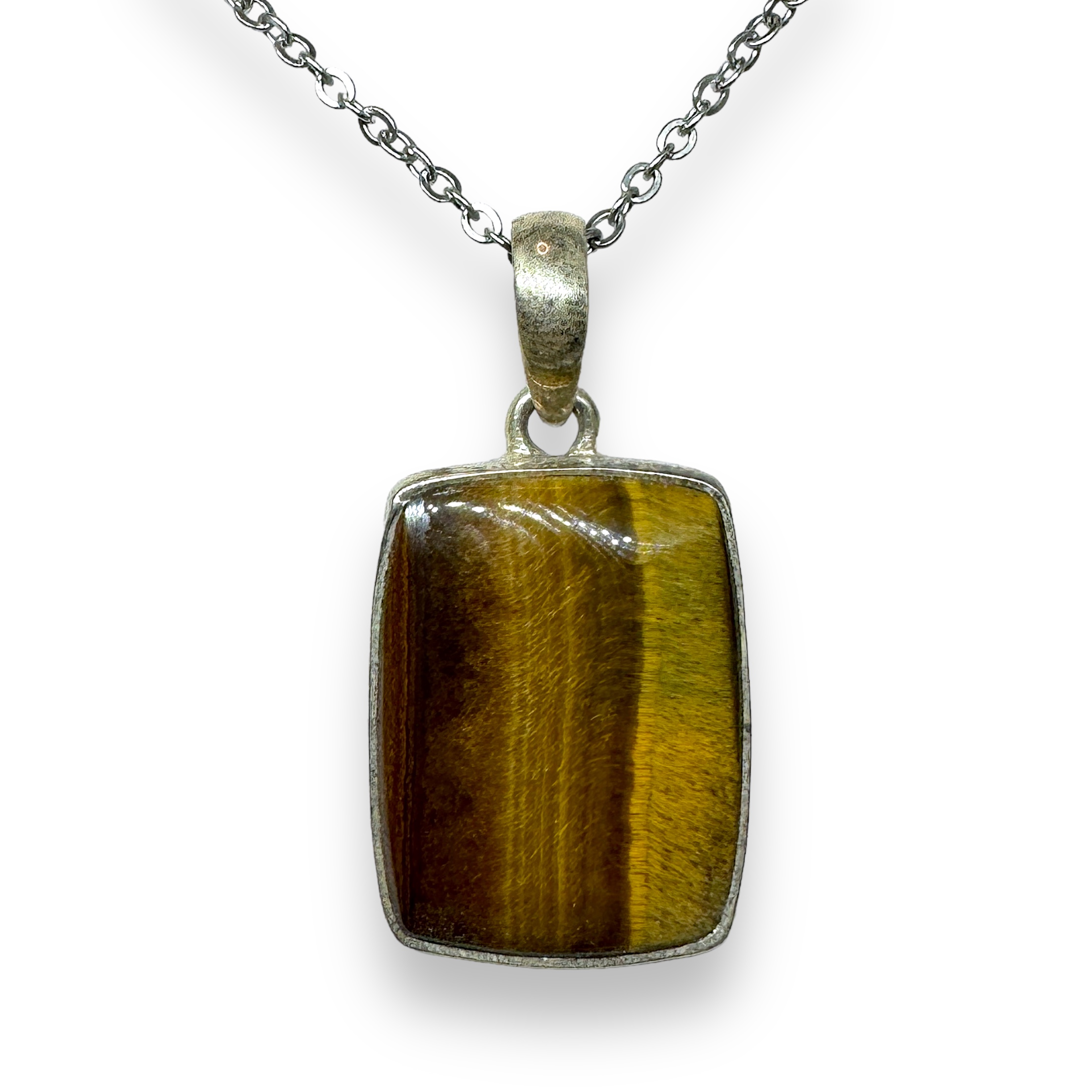 Tigers Eye Sterling Silver Pendant - Necklace