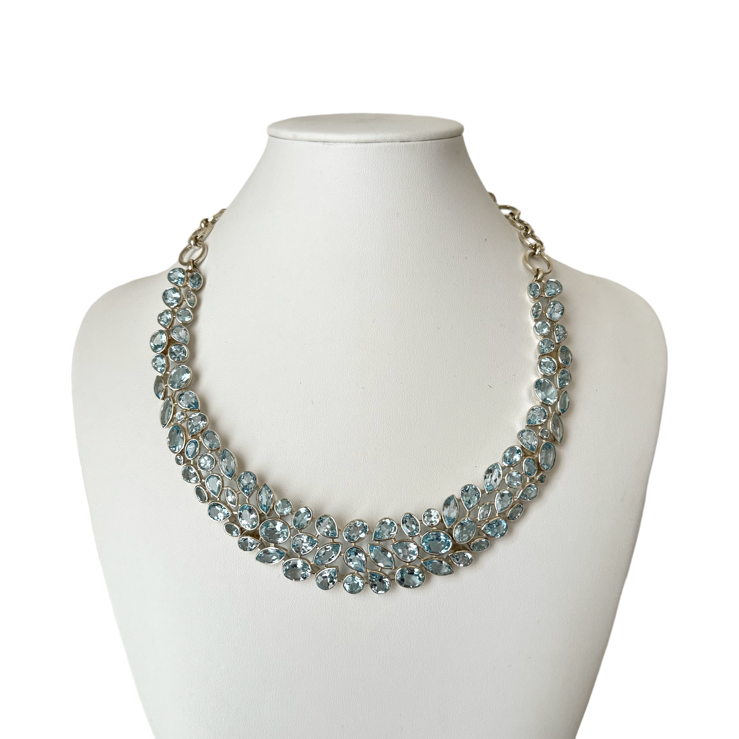 Blue Topaz Necklace -Sterling Silver