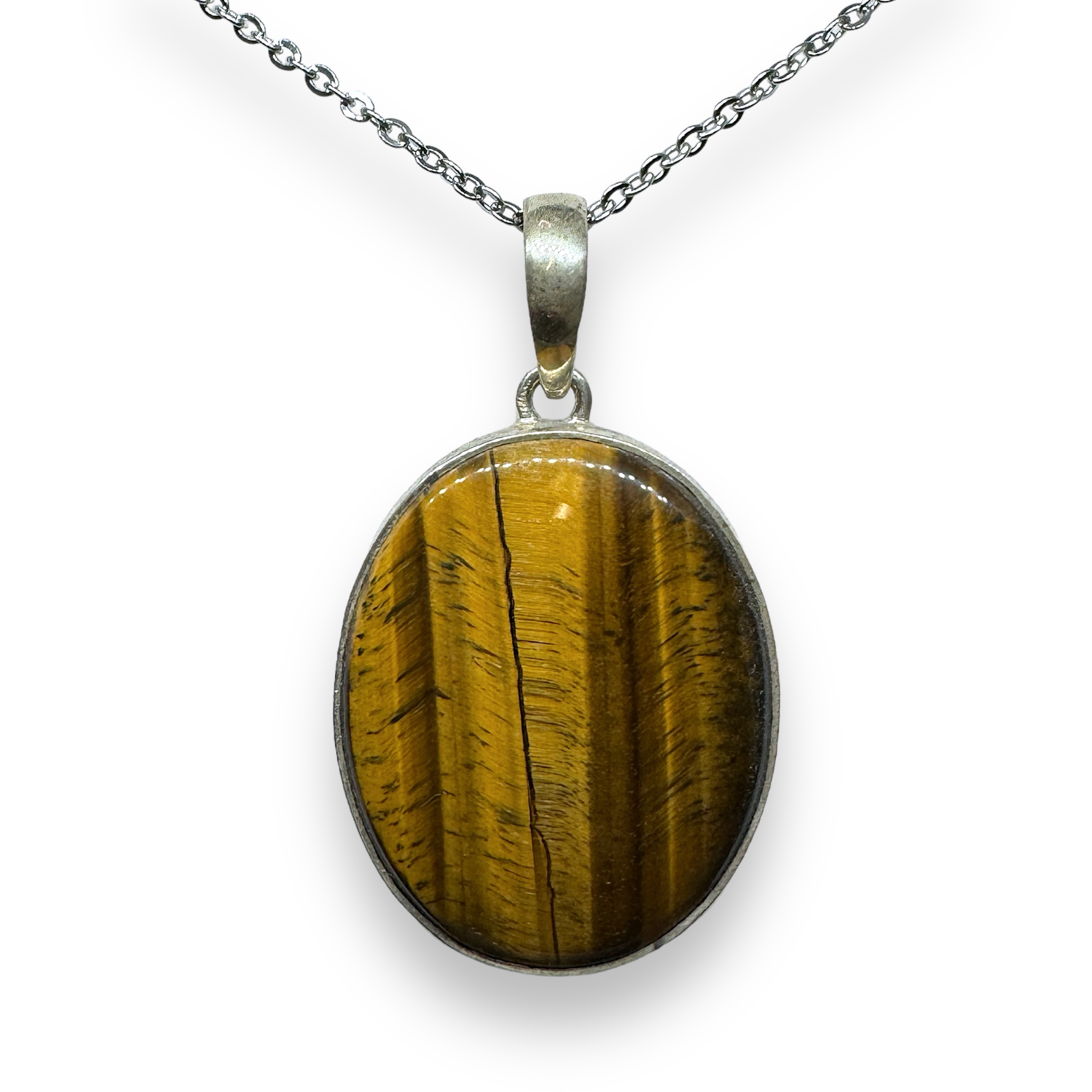 Tigers Eye Sterling Silver Pendant - Necklace